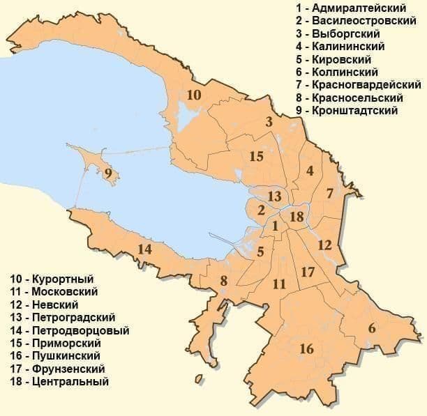 Mapa okręgu St. Petersburga