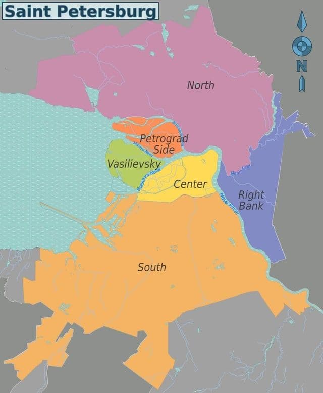 Mapa dzielnic Sankt Petersburga