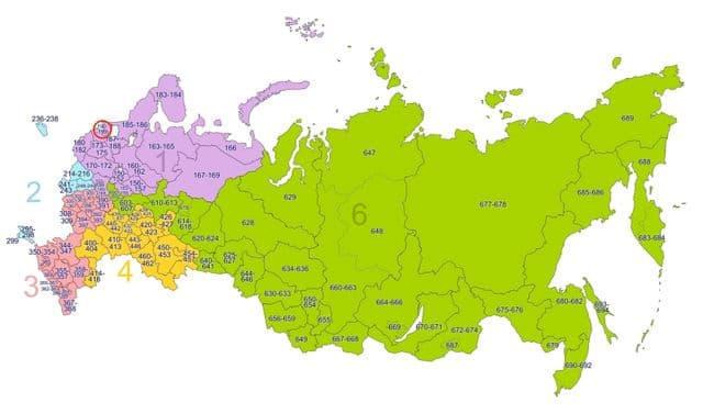 Mapa kodów strefowych Sankt Petersburga