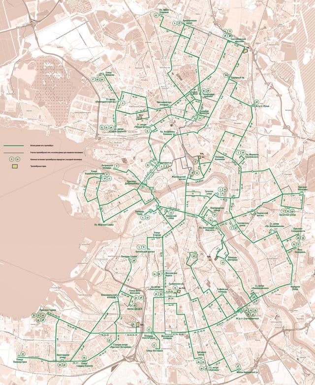 Mapa stacji trolejbusowych w Sankt Petersburgu