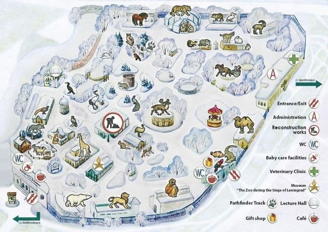 Mapa parku zoologicznego w Sankt Petersburgu