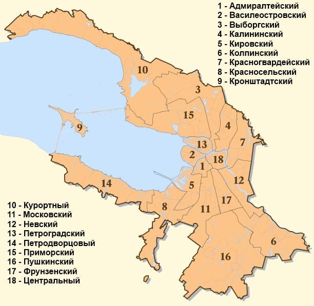Mapa okręgu St. Petersburga