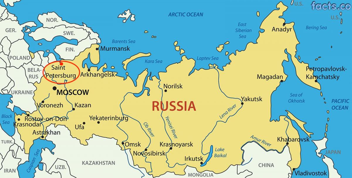 Petersburg na mapie Rosji