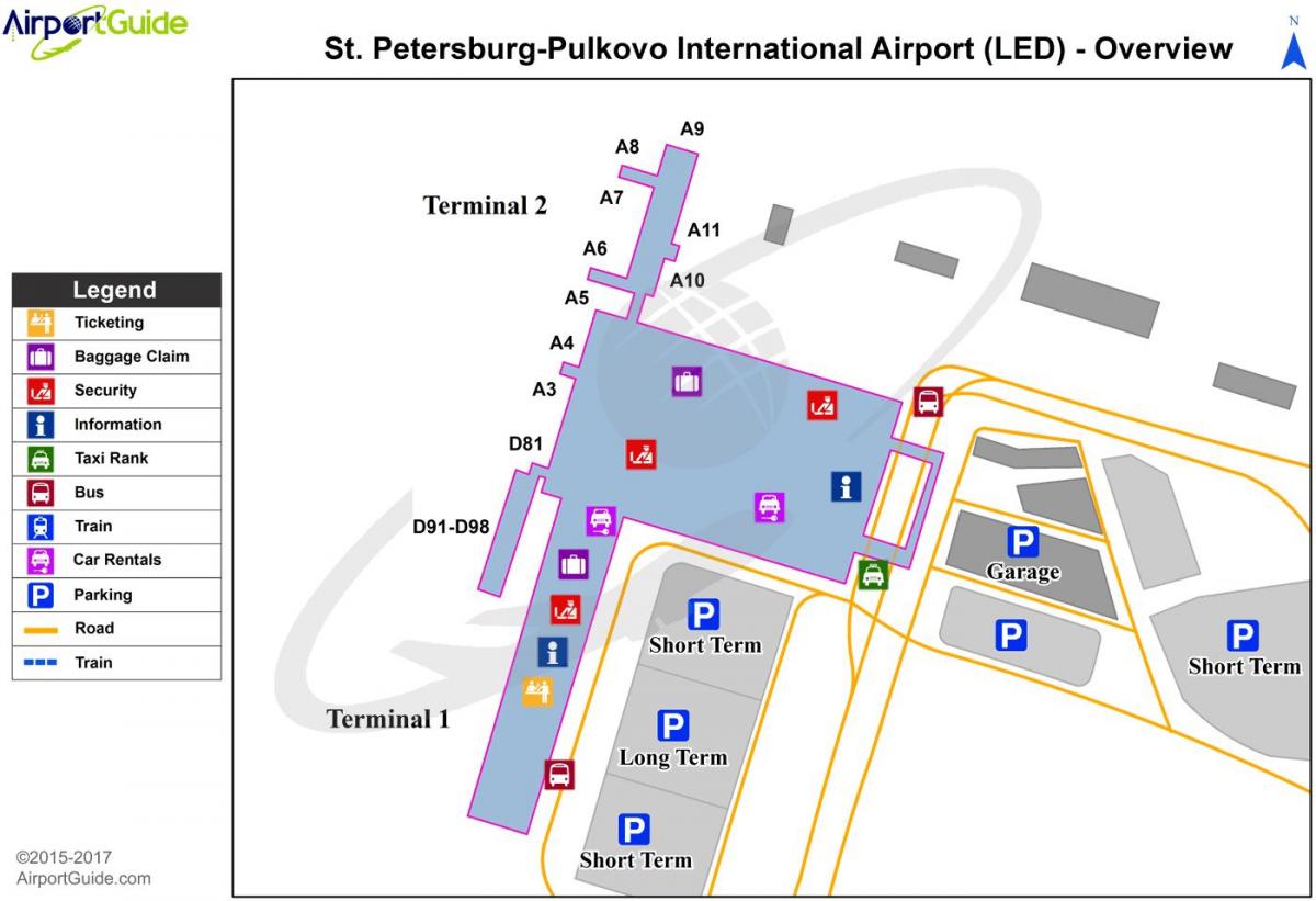 Mapa terminala lotniska w Sankt Petersburgu