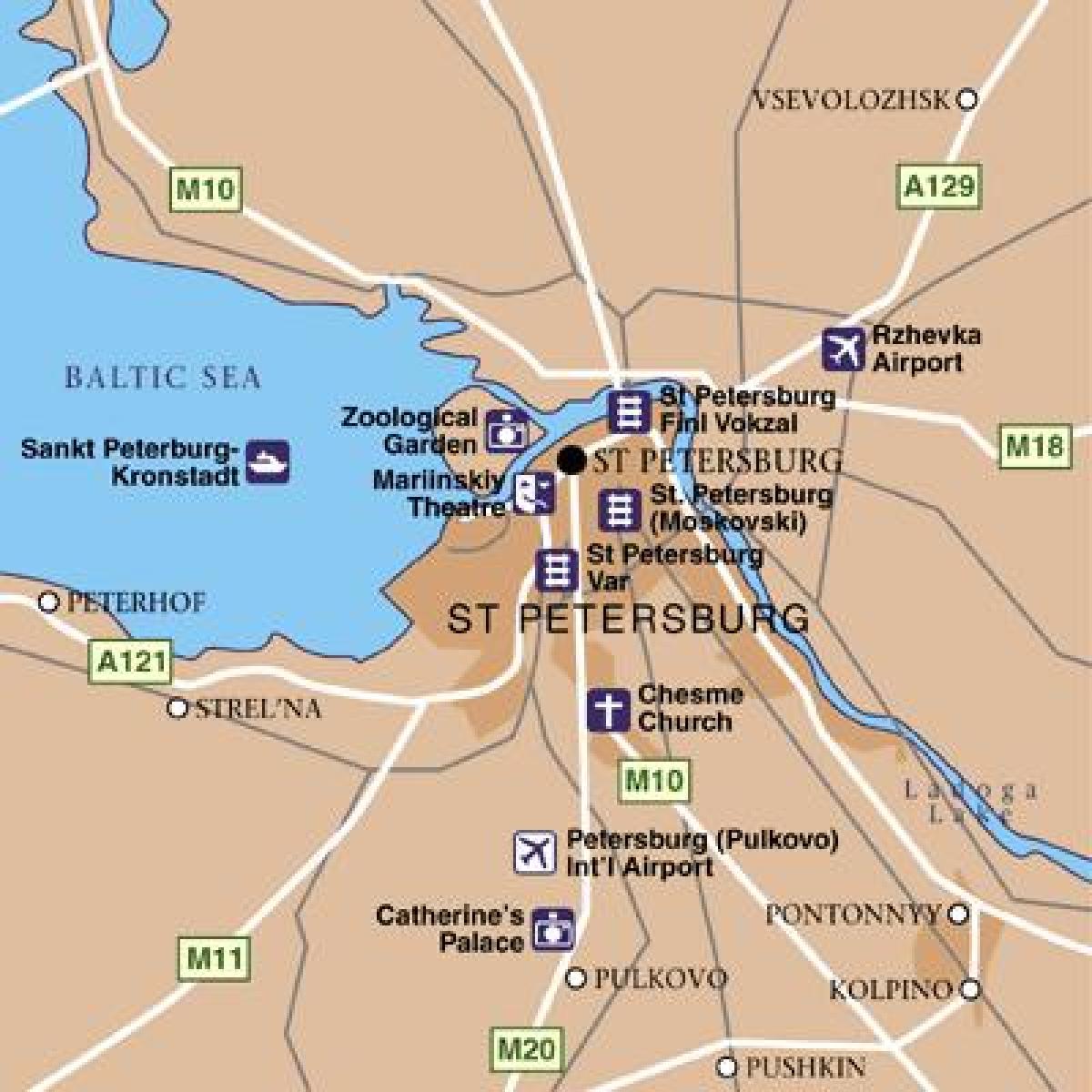 Mapa lotnisk w Sankt Petersburgu