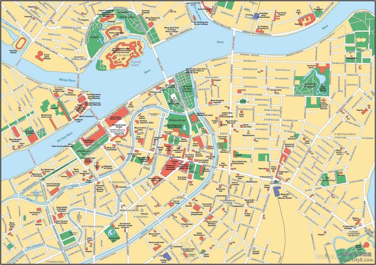 Mapa centrum Sankt Petersburga