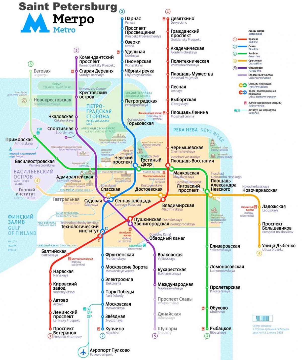 Mapa stacji metra w Sankt Petersburgu